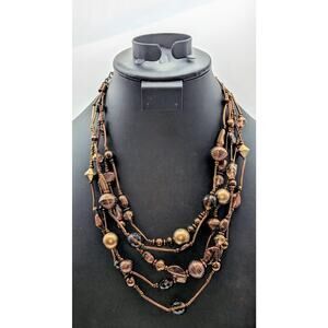 Chico's Five Strand Beaded Copper/Bronze Color 16.5"-20" Necklace